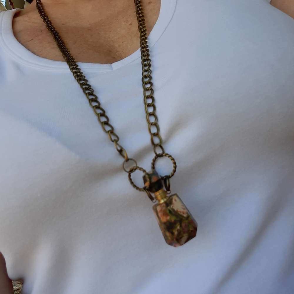 Bronze Orange Sea Sediment Vial Necklace - Picture 10 of 15